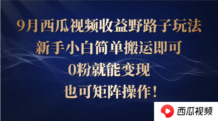 西瓜视频收益野路子玩法，新手小白简单搬运即可，0粉就能变现，也可矩…-森森项目库