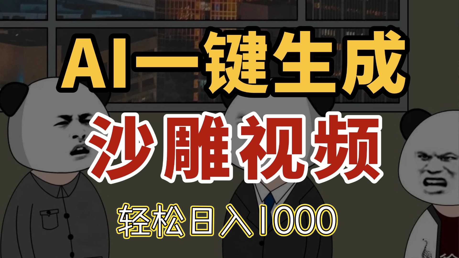 AI一键生成沙雕视频，一条视频千万播放，轻松日入1000-森森项目库