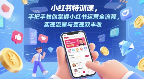 小红书特训课，手把手教你掌握小红书运营全流程，实现流量与变现双丰收-森森项目库