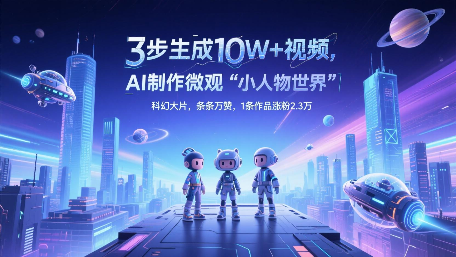 三步生成10W+视频，AI制作微观“小人物世界”科幻大片，条条万赞，1条作品涨粉2.3万-森森项目库