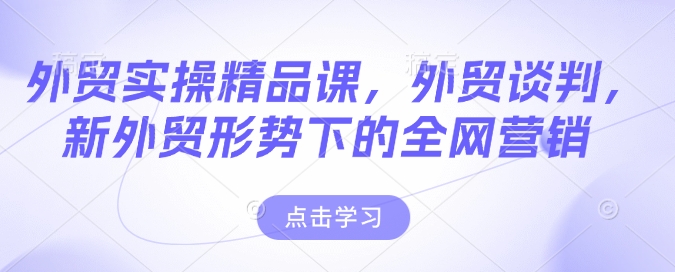 外贸实操精品课，外贸谈判，新外贸形势下的全网营销-森森项目库