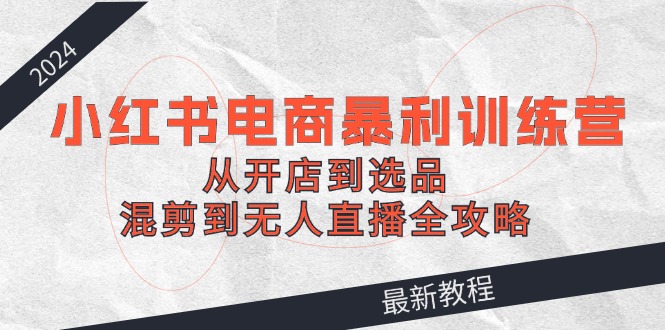 2024小红书电商暴利训练营：从开店到选品，混剪到无人直播全攻略-搞薯条网-森森项目库