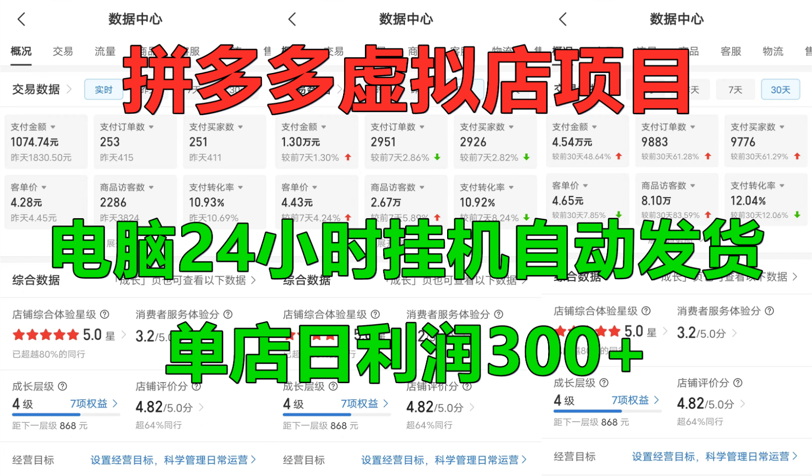 拼多多虚拟店铺项目，电脑挂机自动发货，单店日利润300+-森森项目库