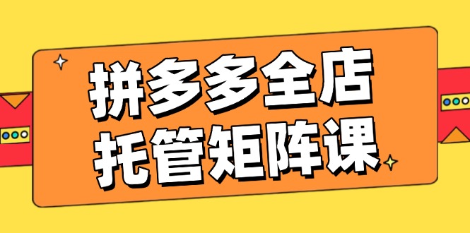 拼多多全店托管矩阵课，盈利动销玩法，高效计划设置，提升店铺效益-森森项目库