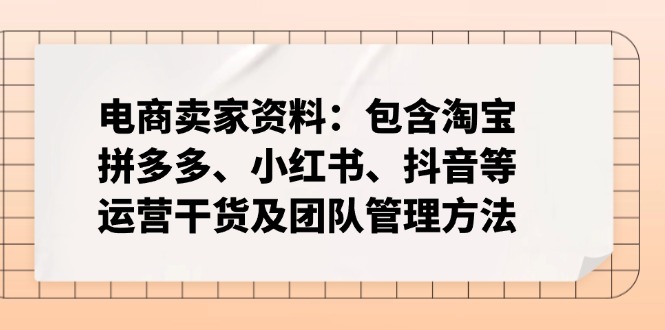 电商卖家资料：包含淘宝、拼多多、小红书、抖音等运营干货及团队管理方法-森森项目库