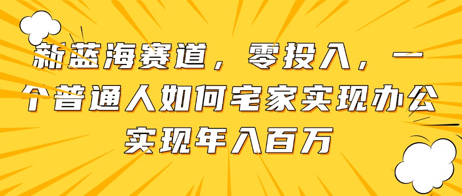新蓝海赛道，零投入，一个普通人如何宅家办公实现年入百万-森森项目库