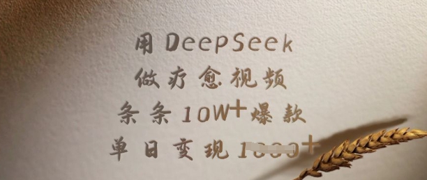 用DeepSeek做疗愈视频，条条10W+爆款，单日变现多张-森森项目库
