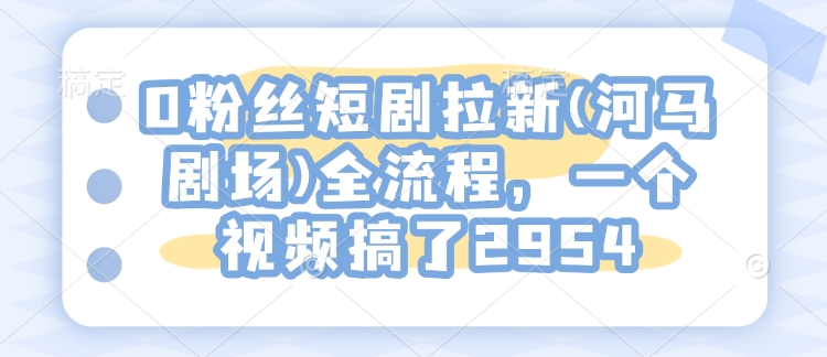 0粉丝短剧拉新(河马剧场)全流程，一个视频搞了2954-森森项目库