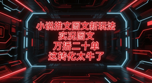 小说推文图文新玩法，实况图文，万播二十单，这转化太牛了！-森森项目库