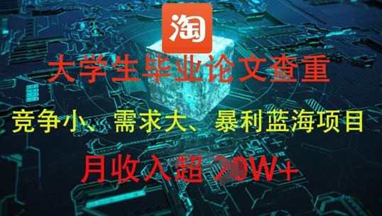 大学生毕业论文查重，暴利蓝海项目，月收入过1W+-森森项目库
