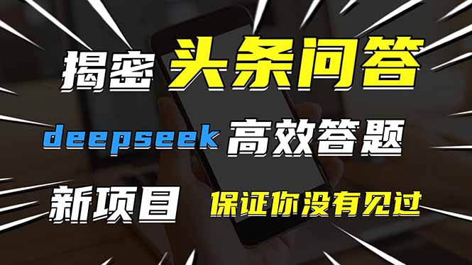 头条问答，刚出的新玩法！保证你没见过！用DeepSeek去高效答题，一个账…-森森项目库