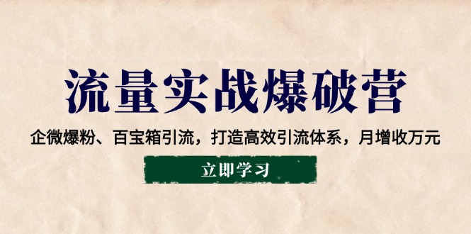 流量实战爆破营：企微爆粉、百宝箱引流，打造高效引流体系，月增收万元-森森项目库