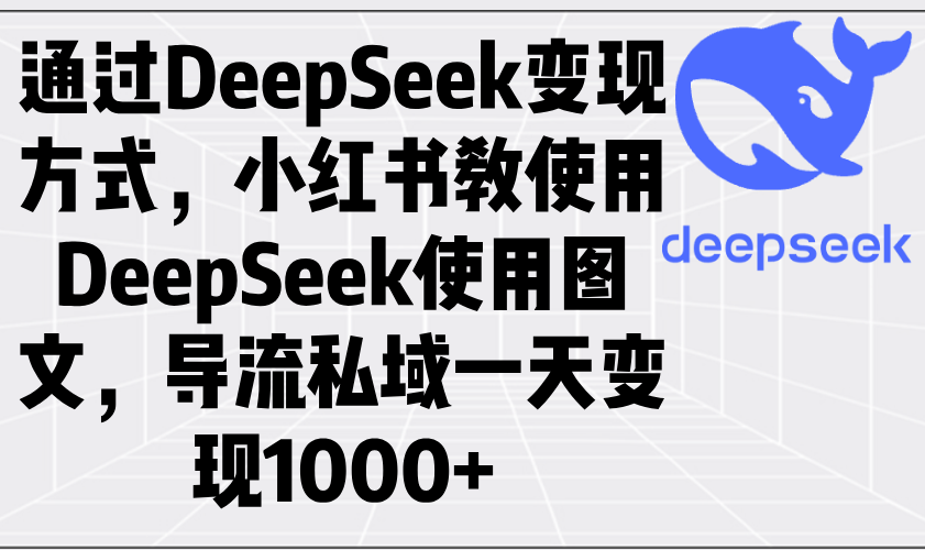 通过DeepSeek变现方式，小红书教使用DeepSeek图文，导流私域一天变现1000+-森森项目库