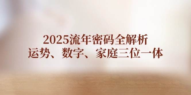 2025流年密码全解析，运势、数字、家庭三位一体-森森项目库