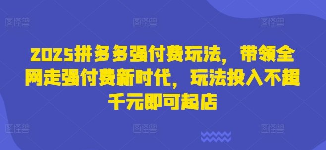 2025拼多多强付费玩法，带领全网走强付费新时代，玩法投入不超千元即可起店-森森项目库