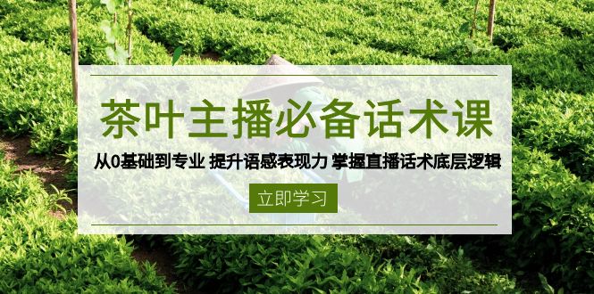 茶叶 主播必备话术课 从0基础到专业 提升语感表现力 掌握直播话术底层逻辑-森森项目库