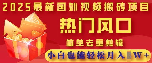 2025最新视频搬砖项目，热门风口，简单去重剪辑，小白也能轻松月入过W-森森项目库