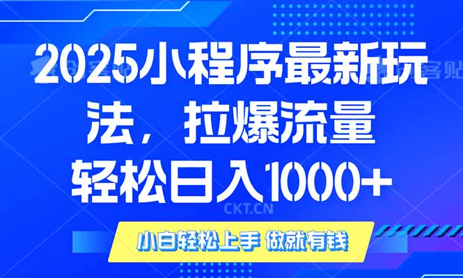 2025年小程序最新玩法，流量直接拉爆，单日稳定变现1000+-森森项目库
