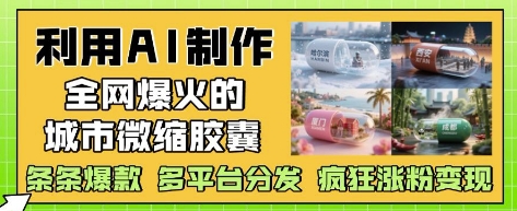 利用AI制作全网爆火的城市微缩胶囊，条条爆款， 多平台分发，疯狂涨粉变现-森森项目库