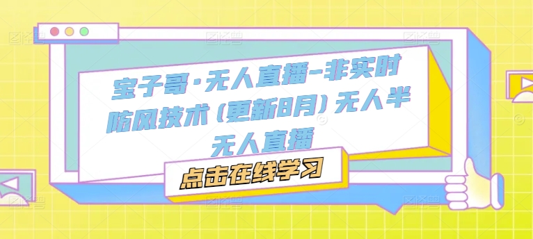 宝子哥·无人直播-非实时防风技术(更新8月)无人半无人直播-搞薯条网-森森项目库