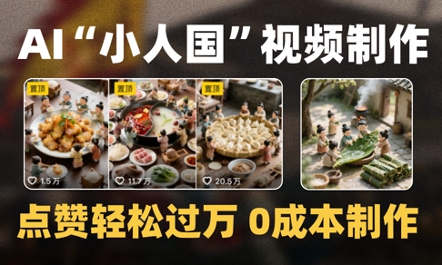 爆款1000W+播放微缩景观迷你小人国AI视频0成本制作全流程教学-森森项目库