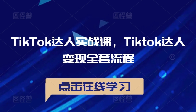 TikTok达人实战课，Tiktok达人变现全套流程-森森项目库