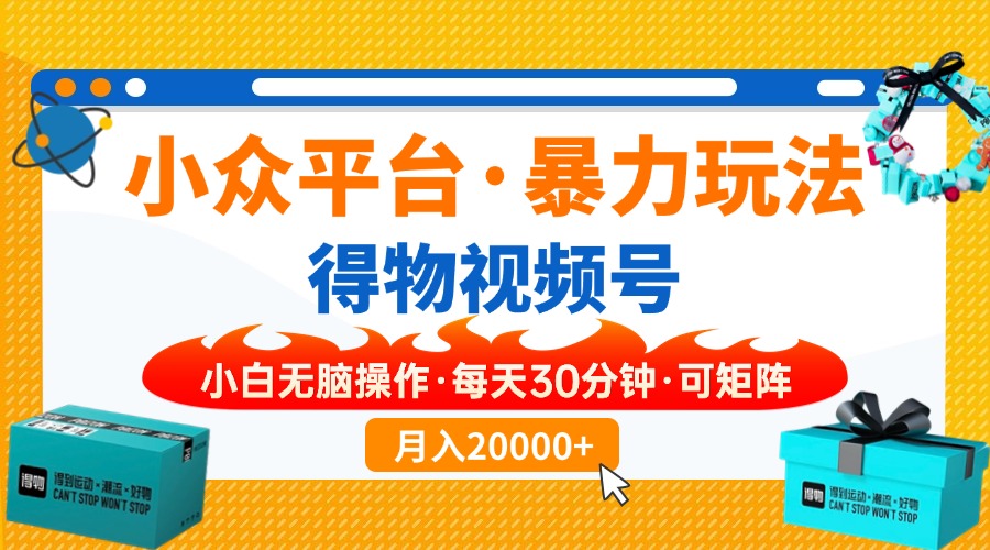 小众平台暴力玩法，一键搬运爆款视频，可矩阵小白无脑操作，每天30分钟…-森森项目库
