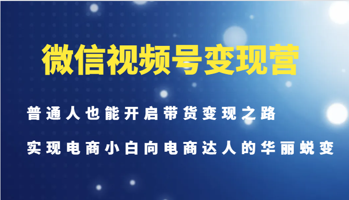 微信视频号变现营-普通人也能开启带货变现之路，实现电商小白向电商达人的华丽蜕变-森森项目库