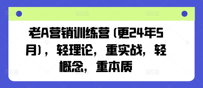 老A营销训练营(更25年3月)，轻理论，重实战，轻概念，重本质-森森项目库