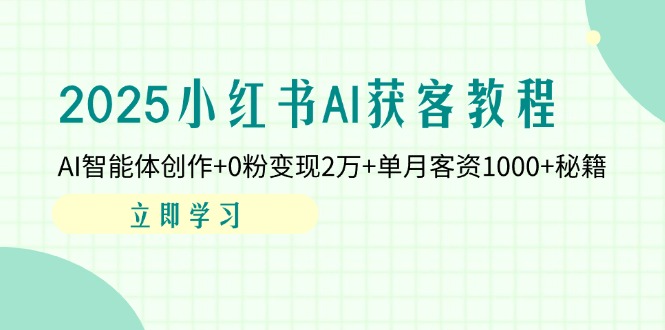 2025小红书AI获客教程：AI智能体创作+0粉变现2万+单月客资1000+秘籍-森森项目库