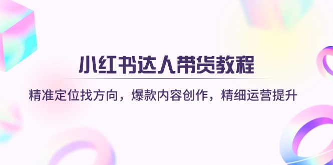 小红书达人带货教程：精准定位找方向，爆款内容创作，精细运营提升-森森项目库