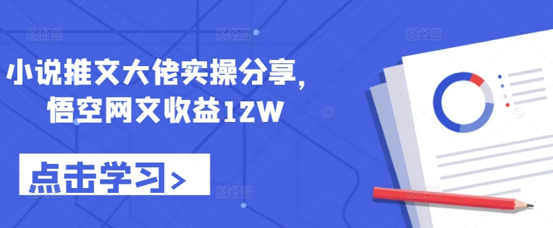小说推文大佬实操分享，悟空网文收益12W-森森项目库