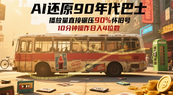 AI还原90年代巴士，一帧就让70后泪崩，播放量直接碾压90%怀旧号，每天操作十分钟，日入四位数-森森项目库