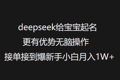 deepseek给宝宝起名更有优势无脑操作接单接到爆新手小白月入1W+-森森项目库
