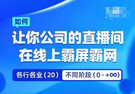 企业矩阵直播霸屏实操课，让你公司的直播间在线上霸屏霸网-搞薯条网-森森项目库